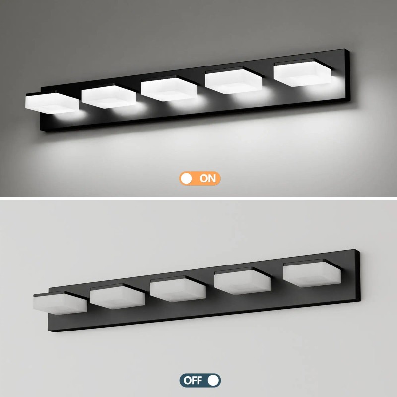 Matte Black Modern Acrylic LED Bathroom Vanity Light Fixtures 5