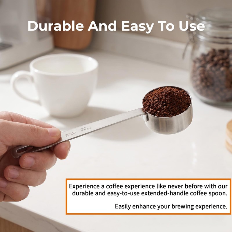 2Pcs 2 Tablespoon Coffee Scoop for Ground Coffee Stainless Steel