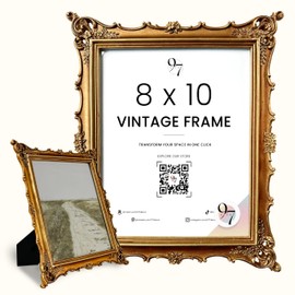 97 Decor 8x10 Antique Picture Frame - Gold Vintage Picture Frames 8x10, Ornate Frames 8 X 10 With Glass Front For Tabletop Photo Display And Wall Hanging, Victorian Poster Frame 8 By 10