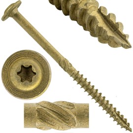 Jake Sales #15 x 4 Construction Lag Screw Exterior Coated Torx/Star Drive Heavy Duty Structural Lag Screw Far Superior to Common Lag Screws (100 Screw Count) Modified Truss Washer Head