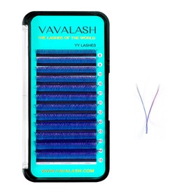 VAVALASH YY Lash Extensions Blue + Purple Color Tray Easy Premade Volume 2D Fans Eyelash Extension YY Type Natural Volume Lashes Extension Soft Matte Black Lashes (Blue + Purple-YY-0.07-D-8-15mm)