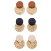 TenFit 3 Pairs Rattan Earrings For Women Vacation Handmade Straw