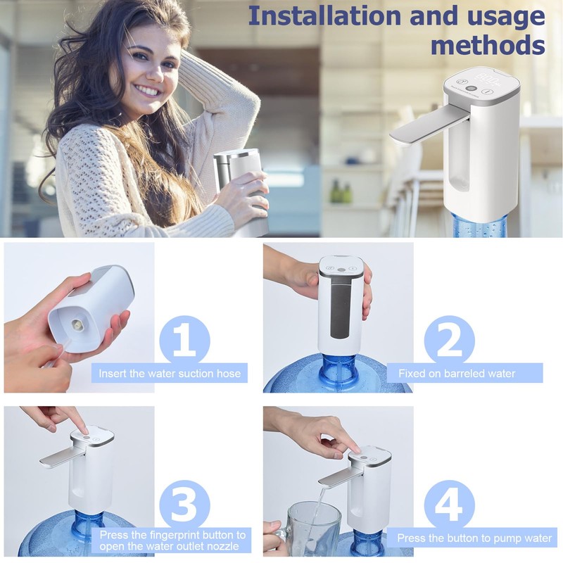 Water Bottle Pump Touch Control Foldable Automatic Type C Charging