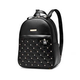NICOLE & DORIS Women Backpack Fashion Backpack Handbag Casual Daypack PU Leather Backpacks Small Rucksack School Bag College Travel Backpack Studded Design Black