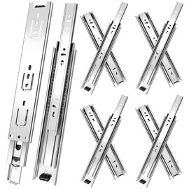10 inch Drawer Slides 4 Pairs (8pcs) 3 fold Full Extension Side Mount Cabinet Drawer Glides 10" Silver Cabinet Rails for Dresser, Cabinet, Kitchen,Trash Can, Wardrobe 100 LB Capacity