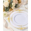 Morejoy 350PCS White and Gold Plastic Plates - Gold Plastic