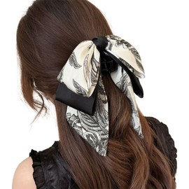 Hair Clip, Ribbon, Large, Korean Style, Elegant, Stylish, Women's, Hair Accessory, For Weddings, School Entrance Ceremonies, Graduation Ceremonies, Dating, Black & White, Three Layer Ribbons
