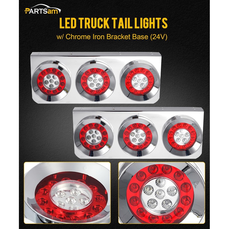 Partsam 2Pcs 54 LED Truck Trailer Tail Lights Bar with