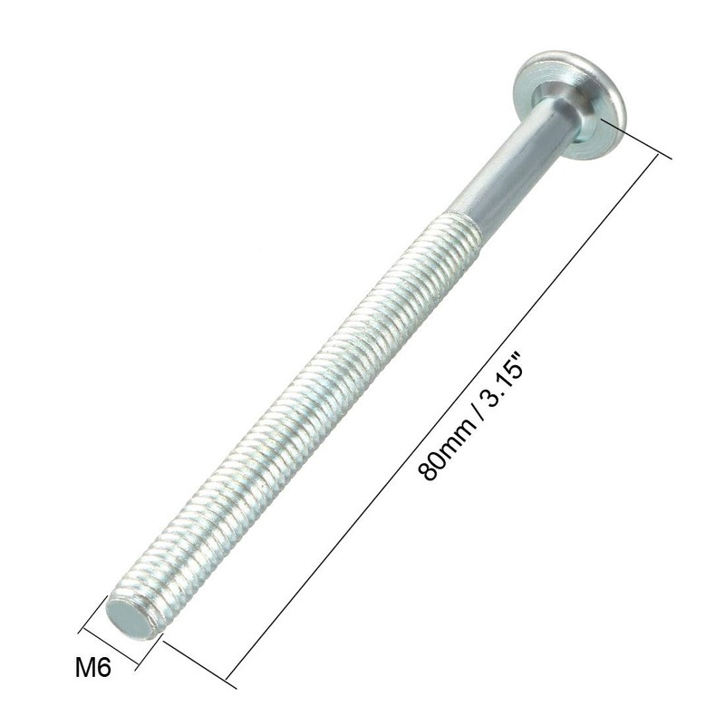 sourcing map M6x80mm Furniture Bolts Hex Socket Screws 58mm Thread