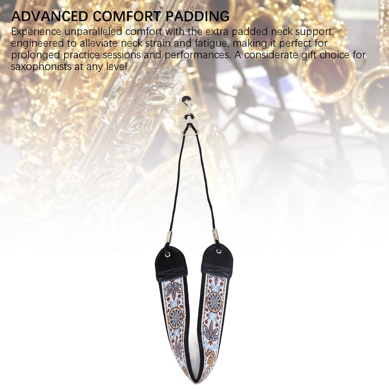 Embroidery Saxophone Neck Strap for Alto Tenor Sax Adjustable Instrument