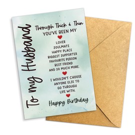 Podagree Birthday Card for Husband – Heartfelt 'Through Thick & Thin' Design, Perfect for Husband's Birthday, Father’s Day Card from Wife, Father’s Day Gifts, Husband Birthday Card– 8x5.3 Inch