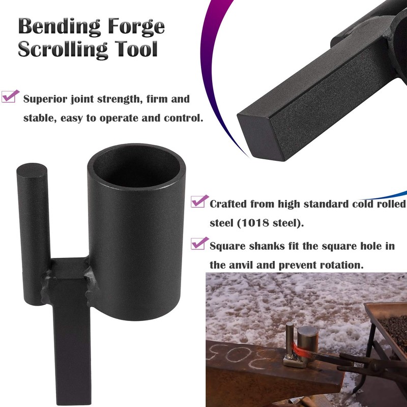 Bonbo 5PCS Blacksmith Anvil Hardy Tool Set 1 Inch Hot