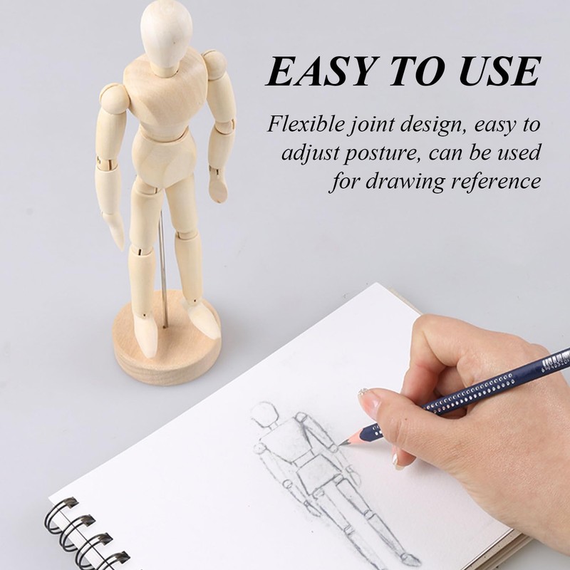 COACOM 2 Pieces Wooden Man, Creative Mannequin, Flexible Joints, Reusable,