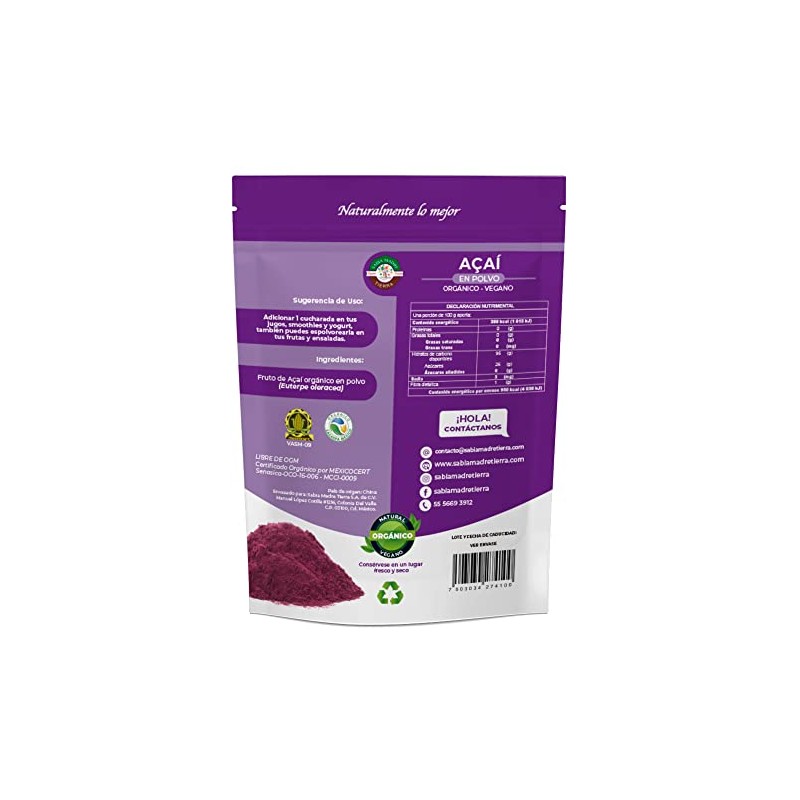 SABIA MADRE TIERRA- Acai Orgánico Certificado 250g