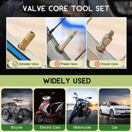 Keadic 40-Piece Tyre Valve Core Removal Repair Tools Set, Includes TR412 Snap-in Valve Stems & Caps with Valve Stem Cores, 4-Way Valve Core Remover Installer Tool & Dual Single Head Valve Core Remover
