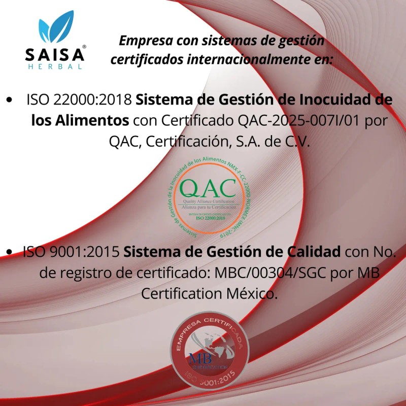 Maca Roja Orgánica 100 Pura Cápsulas Suplemento Alimenticio Saisa Herbal
