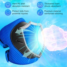 Kids Protective Gear Set Wemfg Knee Pads for Kids 3-8 Years Toddler Knee and Elbow Pads with Wrist Guards 3 in 1 for Skating Cycling Bike Rollerblading Scooter(Blue)