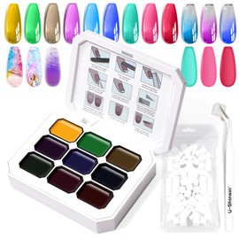 U-Shinein Gradient Painting Gel, 9 Colors Ombre Gel Nail Polish Jelly Gel Transparent Effect Summer Nails for Pigment Pat Aura Nails French Manicure Soak Off UV Dopamine Fructose
