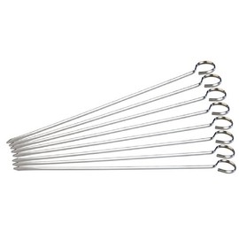Rosenstein & Söhne Kebab Skewers Metal: Kebab Barbecue Skewers Made of Stainless Steel Set of 8 Each 31 cm (Kebab Skewers Stainless Steel, Meat Skewers Metal, BBQ)