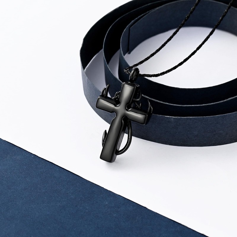 constantlife Cross Urn Necklace for Ashes for Women Men Fish