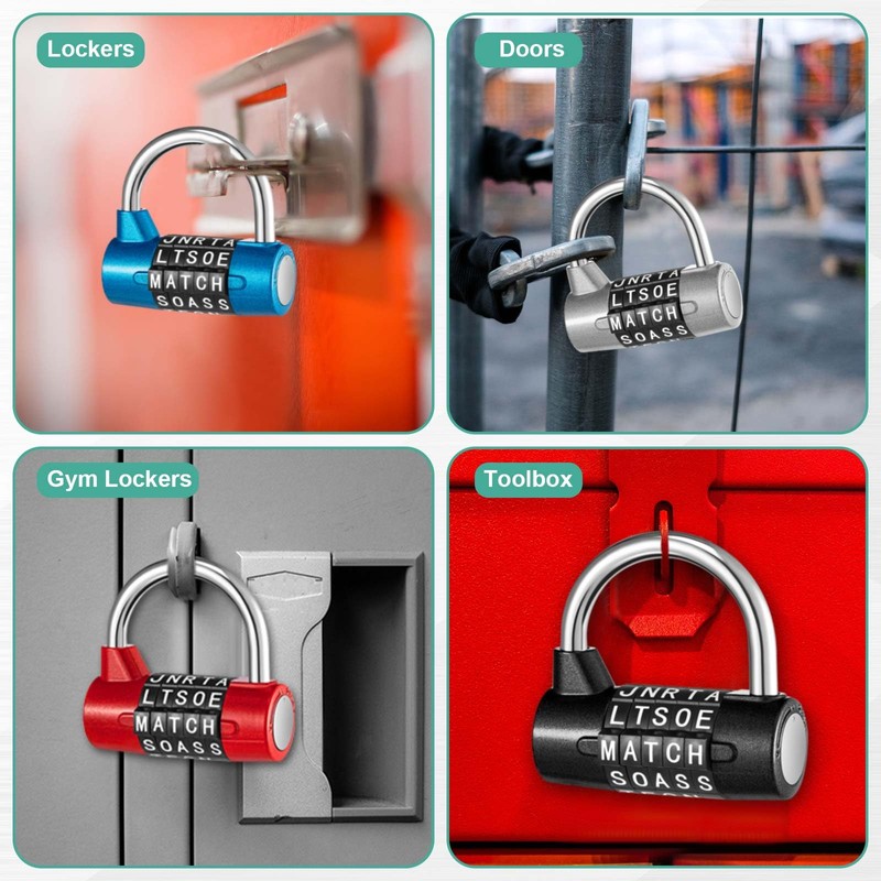 Shimeyao 4 Pcs 5 Letter Combination Lock Heavy Duty Gym