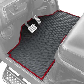 Xtreme Mats Evolution D5 Golf Cart Floor Mat Set - Rubber Double Diamond Design - Fits D5 2+2 Including Evolution Maverick and Ranger Trims (Flamenco Trim, D5 Front Row Only)