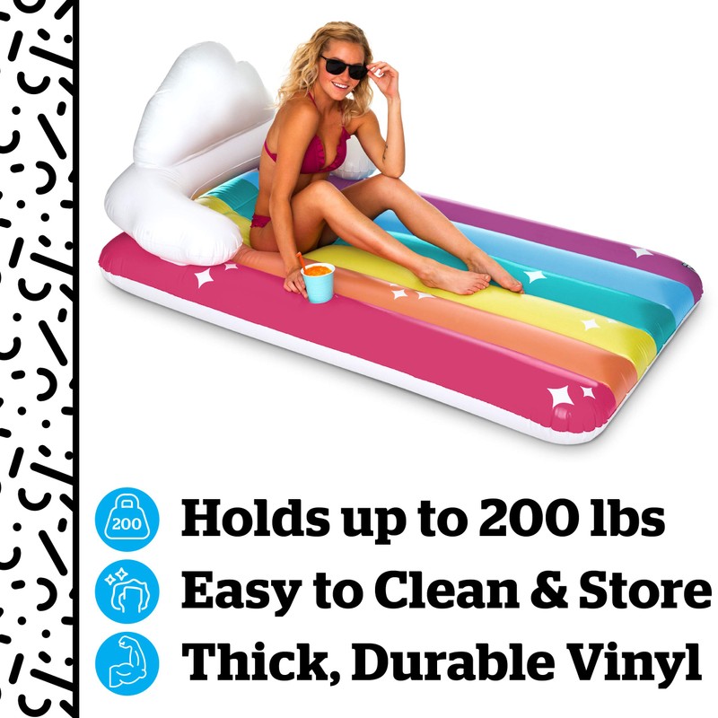 BigMouth Inc. Giant Rainbow Lounge Pool Float, Thick Vinyl Raft,