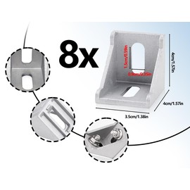 KAPSING Angle Connectors 40 x 40 mm Mounting Material 90 Degree Aluminium Profile Corner Connector Pack of 8