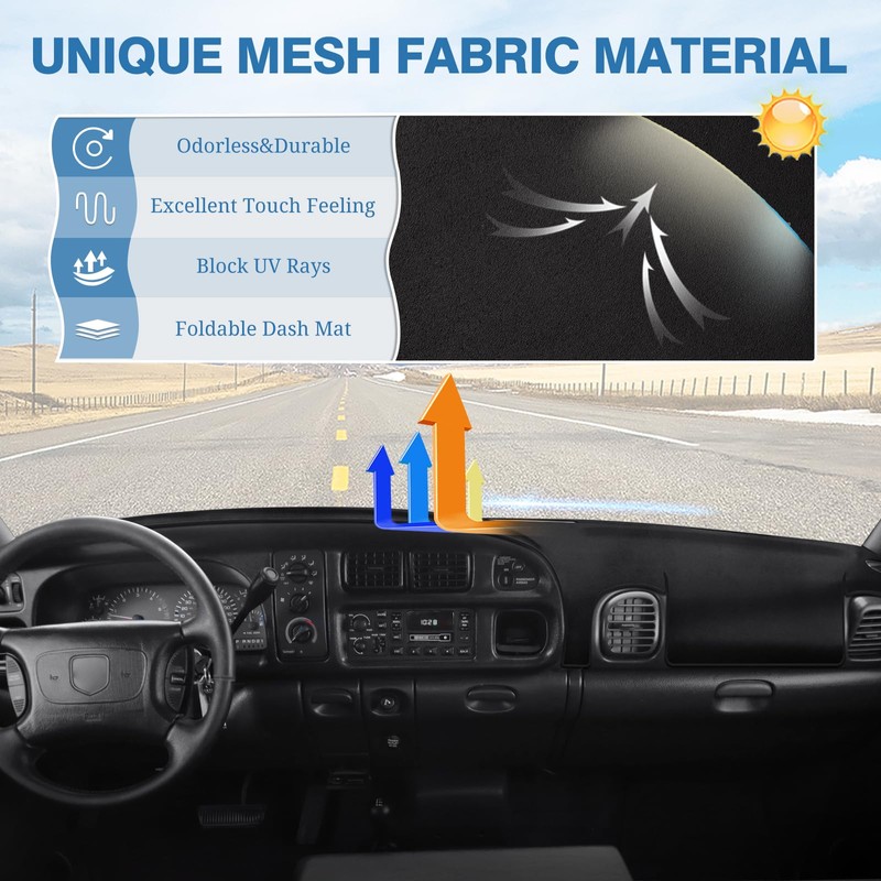 FIILINES Dash Cover for Dodge Ram 1500 2500 3500 1998-2001,