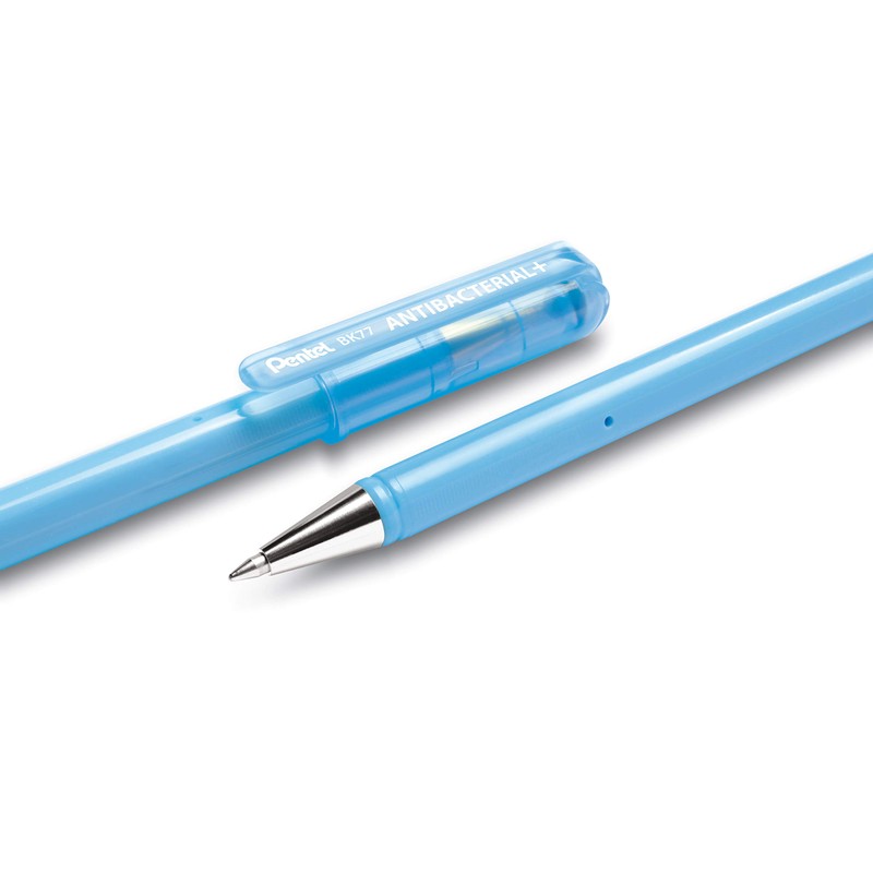 Pentel Superb Anti-Bacterial+ BK77AB Anti-Bacterial Ballpoint Pen - Blue (Pack