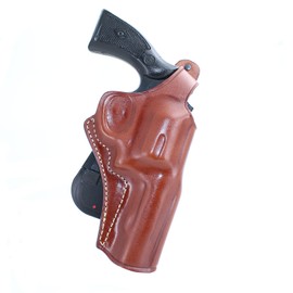 Premium Leather OWB Paddle Holster with Thumb Break Fits Revolver S&W K-Frame Mod 10 4''BBL, Right Hand Draw, Brown Color #1057#
