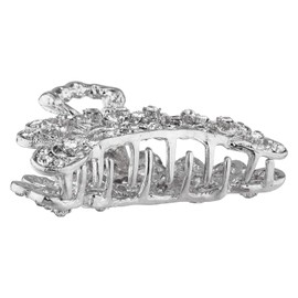 Lux Accessories Silver Clear Crystal Rhinestones Peacock Feather Style Wedding Bridal Hair Claws