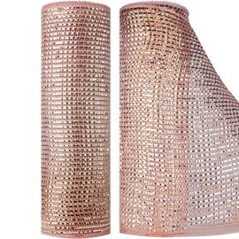 Rose Gold Ribbon for Christmas Tree- Rose Gold Mesh Ribbon- Deco Mesh Wreath Supplies- Metallic Foil Rose Gold- 2 Rolls