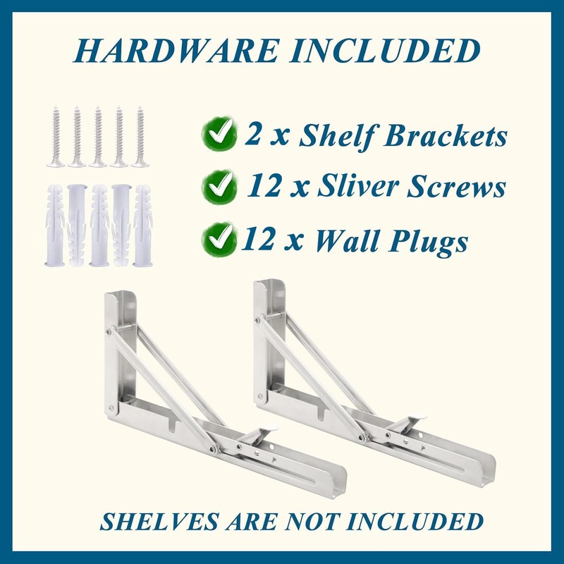 FlyGulls 2 Pack Folding Shelf Brackets Foldable Right Angle Brackets
