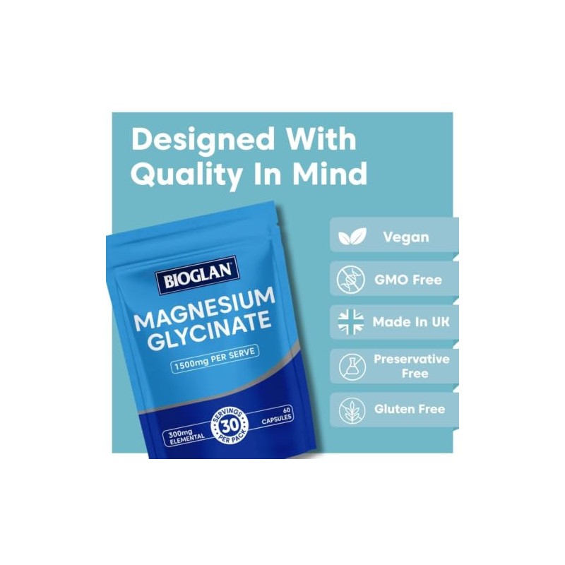 Bioglan High Strength Bedtime Magnesium Glycinate - 60 Vegan Capsules