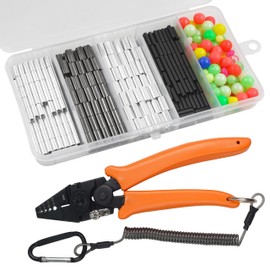 Fishing Crimping Tool Kit Fishing Crimping Pliers 500pcs Crimp Sleeves Set Hand Crimper Plier Set High Carbon Steel Fishing Plier Fishing Beads Wire Rope Leader Crimping Tool