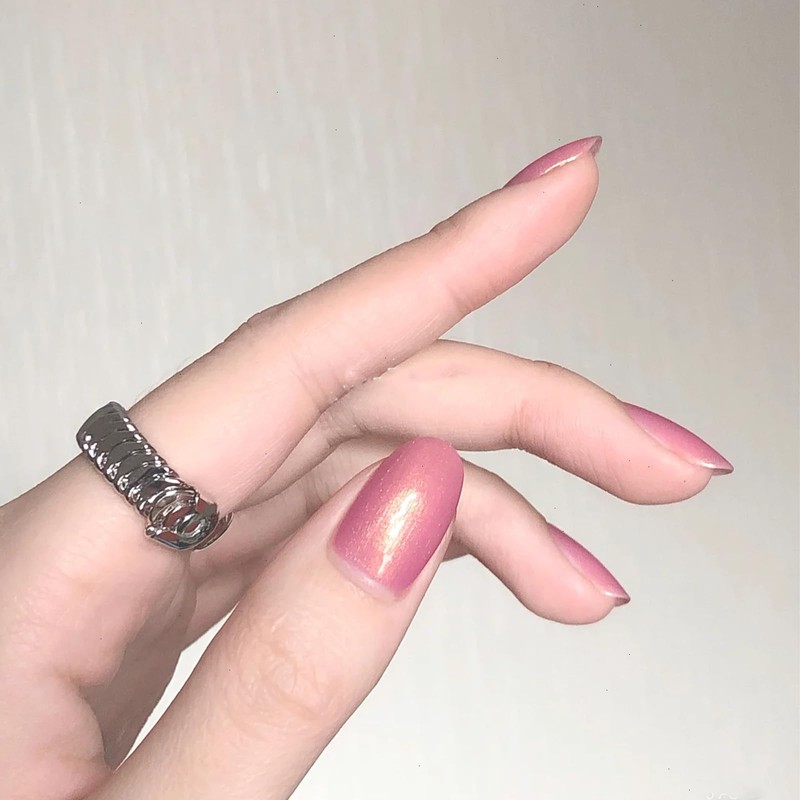 COSMOO Fast Drying Pink Shimmer Nail Polish, Shiny Pink Air