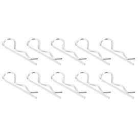 sourcing map 10Pcs 4mmx90mm Zinc-Plated Carbon Steel R Shaped Spring Cotter Pins, R Clips Cotter Pin Spring Fastener for Household Appliances, Sports Equipment, Car Mechanics Repair (White)