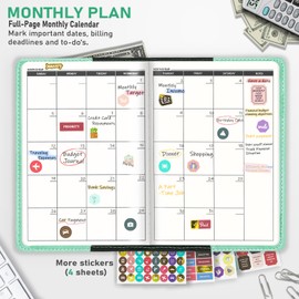 WEMATE Budget Planner 2024 with Lock, Monthly Budget Book with Expense Tracker Notebook, Undated Financial Planner to Manage Your Money, A5 Leather Account & Budget Book, Green