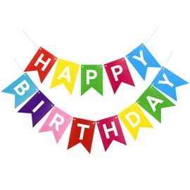 PatiCool Colorful Happy Birthday Banner,Rainbow Happy Birthday Sign Happy Birthday Bunting Banner,Happy Birthday Garland for Kids Baby Shower Birthday Hanging Party Decorations Supplies
