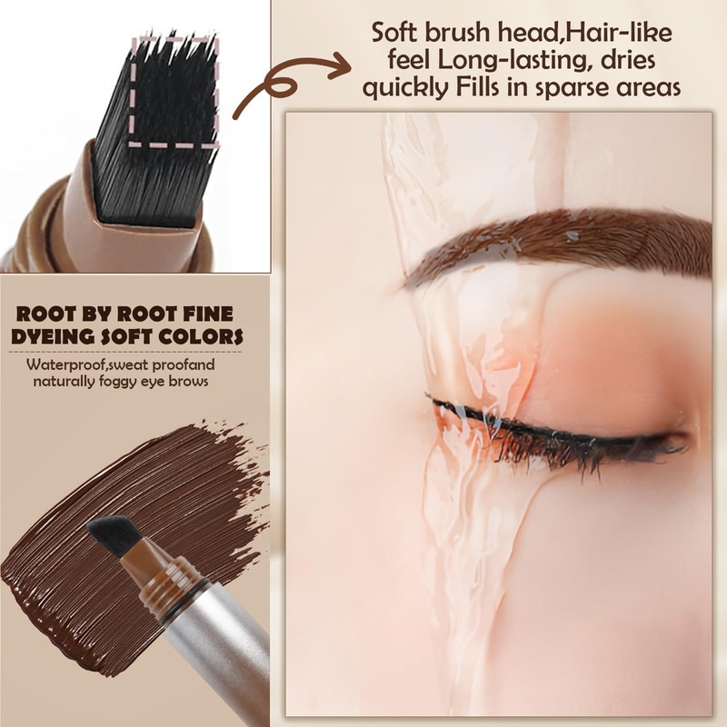 Eyebrow Pencil Liquid, Waterproof Eyebrow Brush and Eyebrow Gel Set,