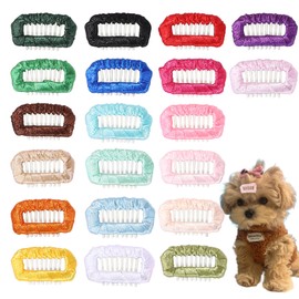 Dog Hair Bows Clips,Small Handmade Hair Accessories Bow Pet Puppy for Doggies Cat Kitten Rabbit Grooming Accessories (Red Mix 20pcs)