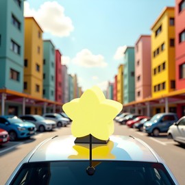 Yellow Heart-Shape Star Car Antenna Topper - Easy to Find Car in The Parking Lot - Antenna Ball Antenna Toppers Exterior Antenna Toppers Accessories (Star)