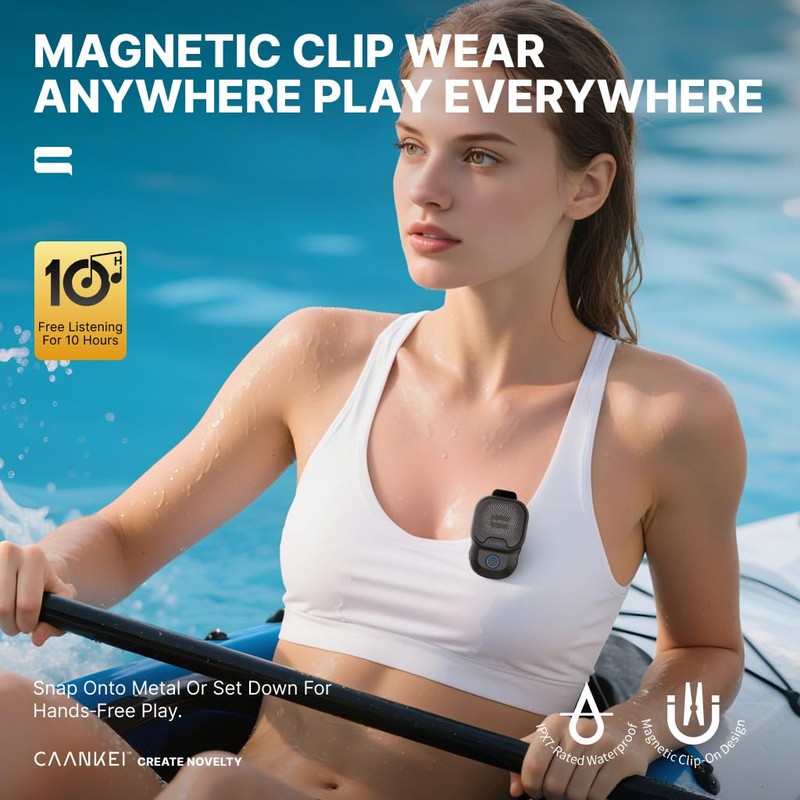 Wearable Bluetooth Speaker V5.3 – Clip-On Wireless Portable Speaker with