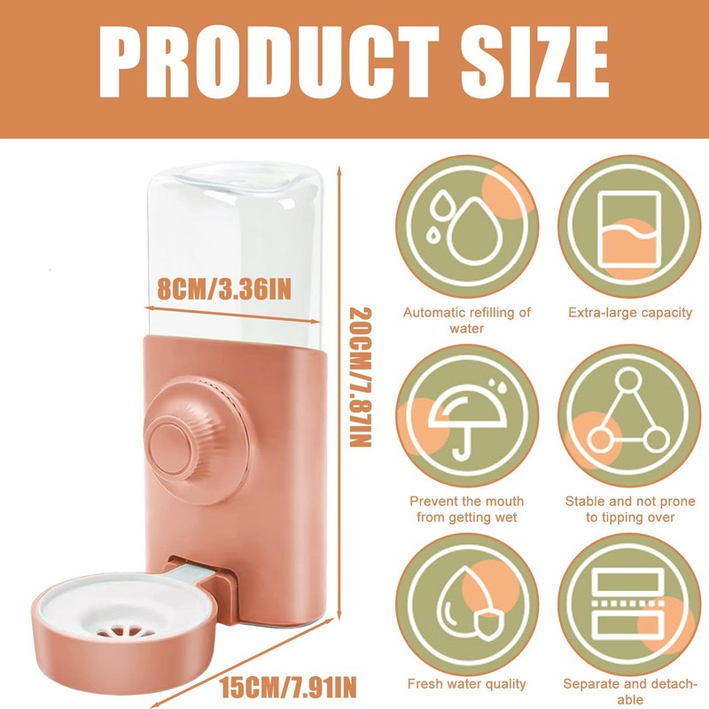 Pack of 2 Automatic Drinking Bottle Rabbit, 600 ml Hanging