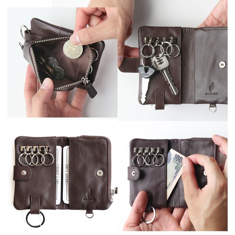Mieno Key Case, Coin Purse, Men's, Genuine Leather, Key Holder,