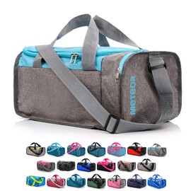 Sports Bag Gym Holdall Men Women Duffel Shoulder Fitness Bag Swimming Pool Bag Travel Holiday Strap Cabin Luggage Weekender Overnight Camping Small 20L Large 40L (Blue/Grey Melange, 20 L)