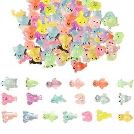 50pcs Mini Resin Animals,Small Luminous Animal Miniature Glow In The Dark Sea Animals Mixed Cute Colourful Ocean Animalsmini Toys Figures Creatures,for Aquarium Garden Micro Landscape Decoration Gifts