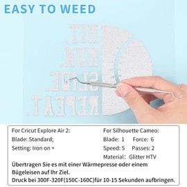 Lya Vinyl Glitter Plotter Film Textile, 30.5 cm x 200 cm, White Flex Film Plotter Textile for Cricut, Silhouette Cameo, Transfer Film for Iron-On DIY Fabrics and Shirt Plotter Accessories