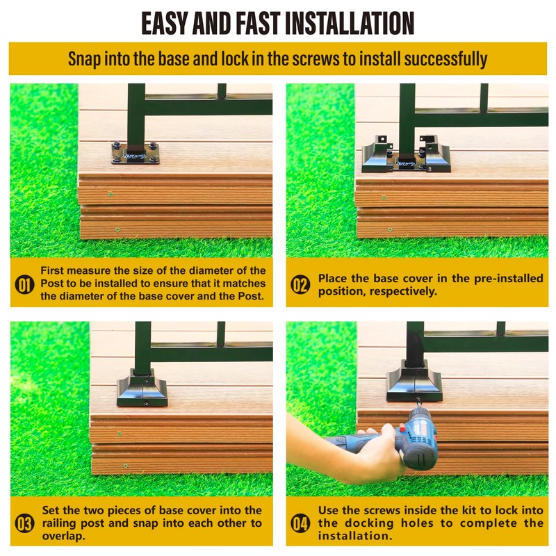 Epcee 1pcs Post 1.25" Aluminum Deck Post Base Cover, Post